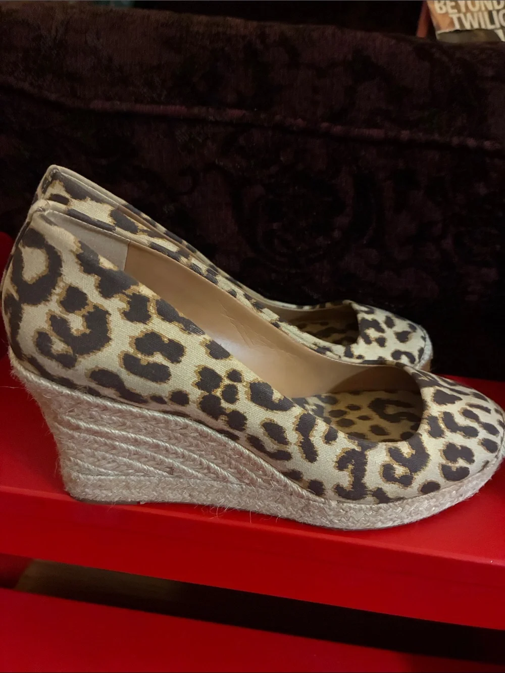 J. Crew Leopard Print Wedge Espadrille Wedge Heels size 9